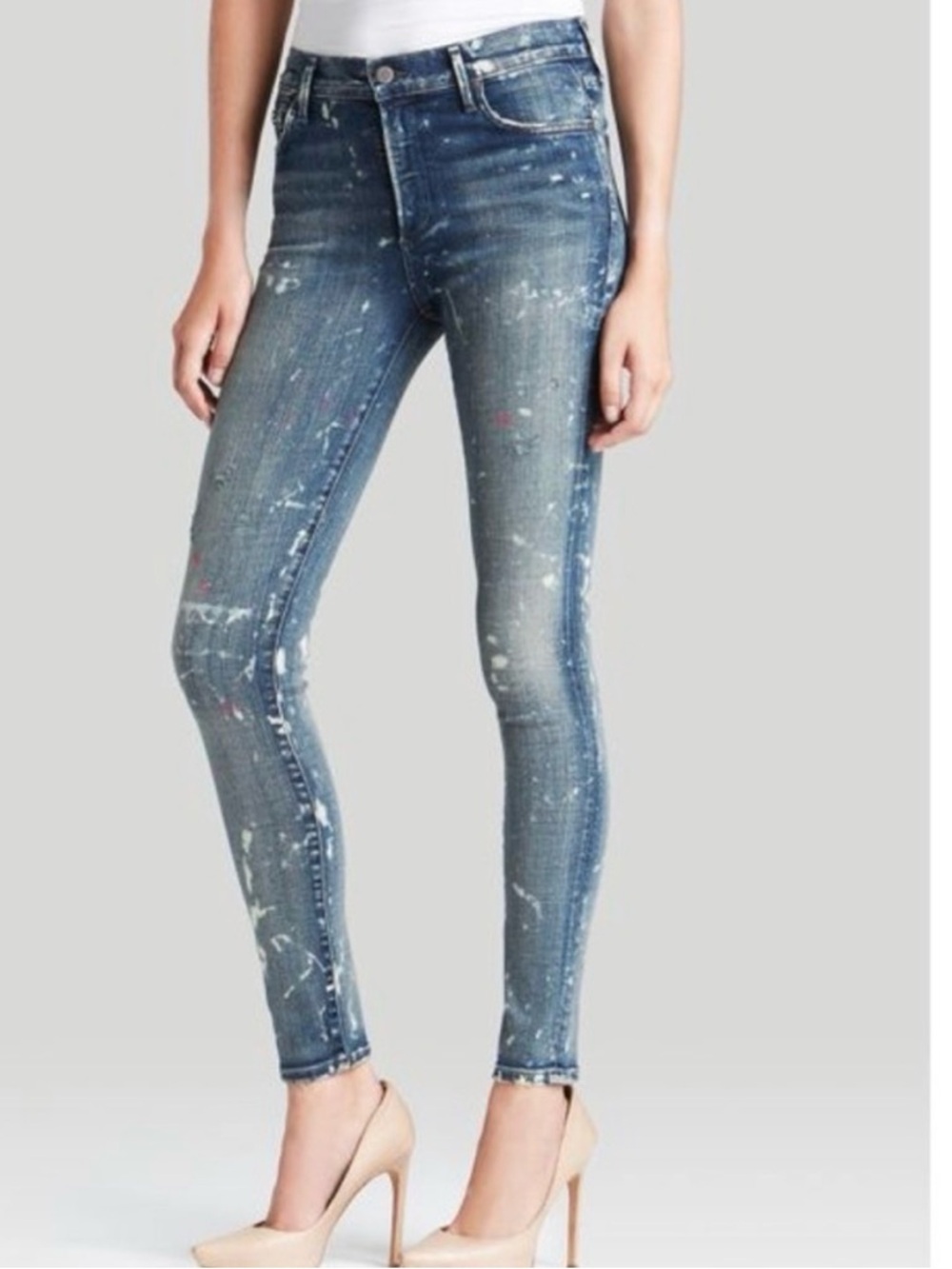 Citizens of Humanity COH Avedon Starry Night Paint Bleach Skinny Blue Jeans 28 - Picture 17 of 17